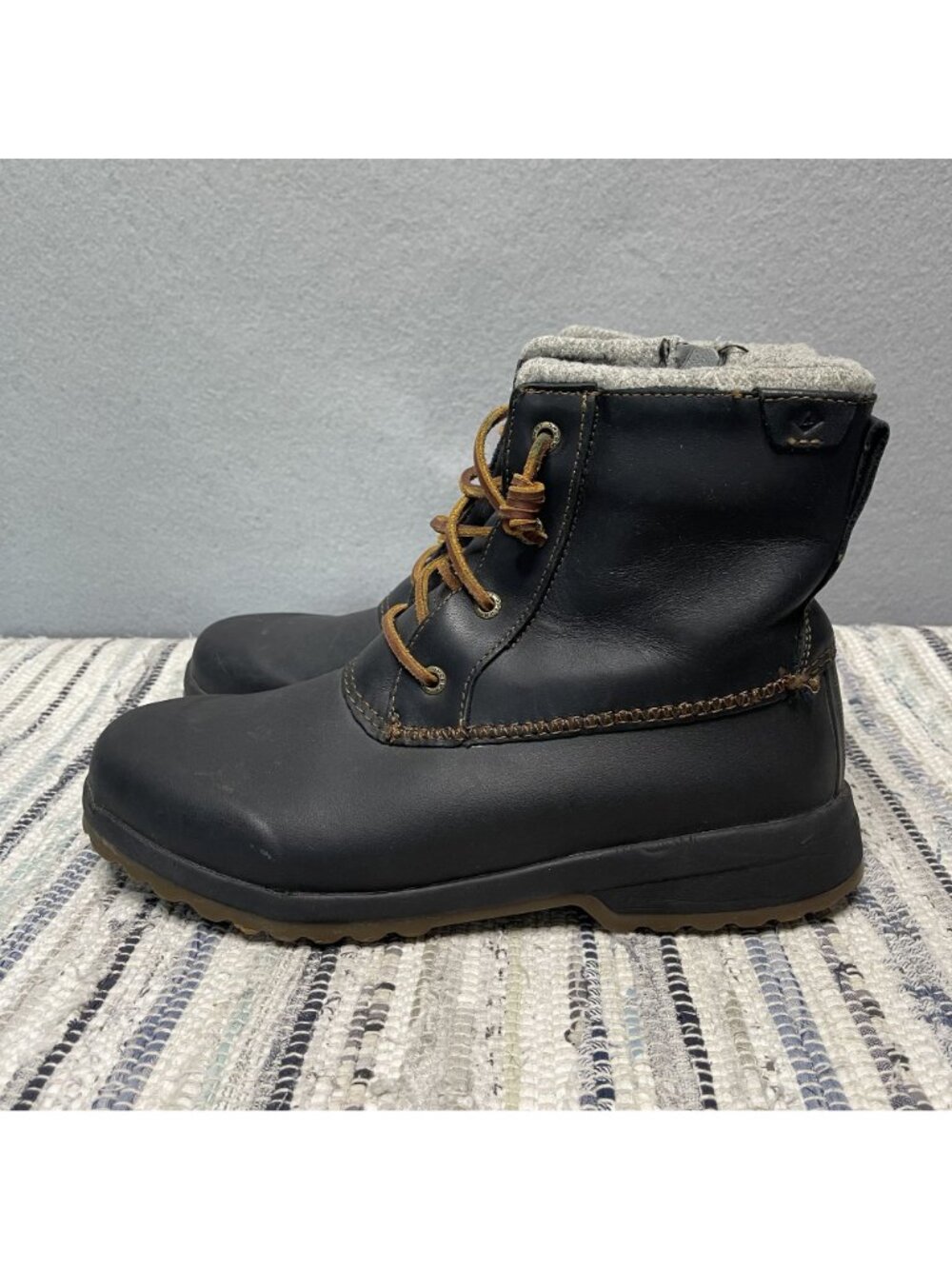 Sperry Top-Sider Maritime Repel Waterproof Snow Boots Black Felt Collar W 9.5 - Picture 3 of 9